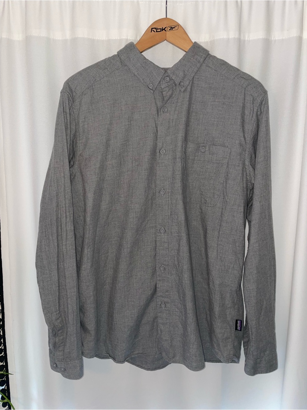 Patagonia Long-Sleeve Vjosa River Pima Cotton Shirt gray button down L large men